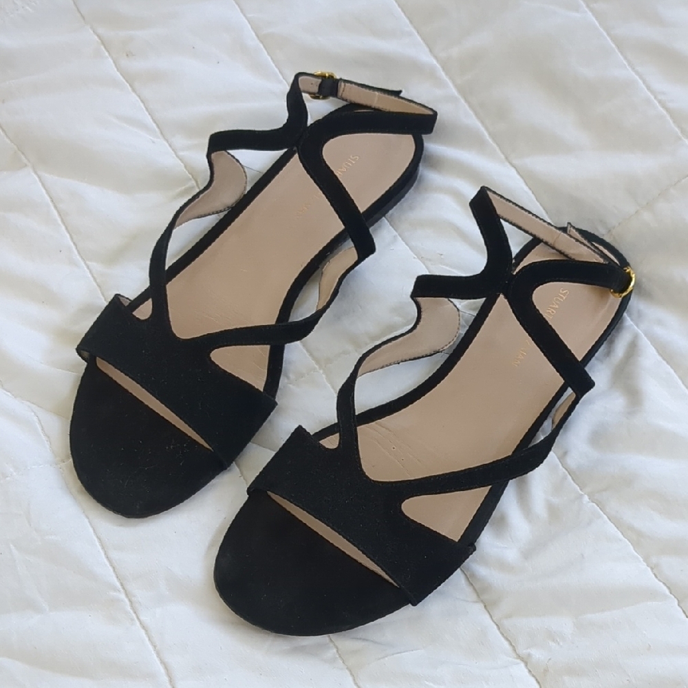 Stuart Weitzman Size 9 Elegant Black Strappy Sandals